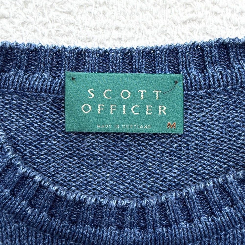 Scott Officer Mens Blue Geometric Intarsia Knit Sweater Made in Scotland Size M - Picture 3 of 8